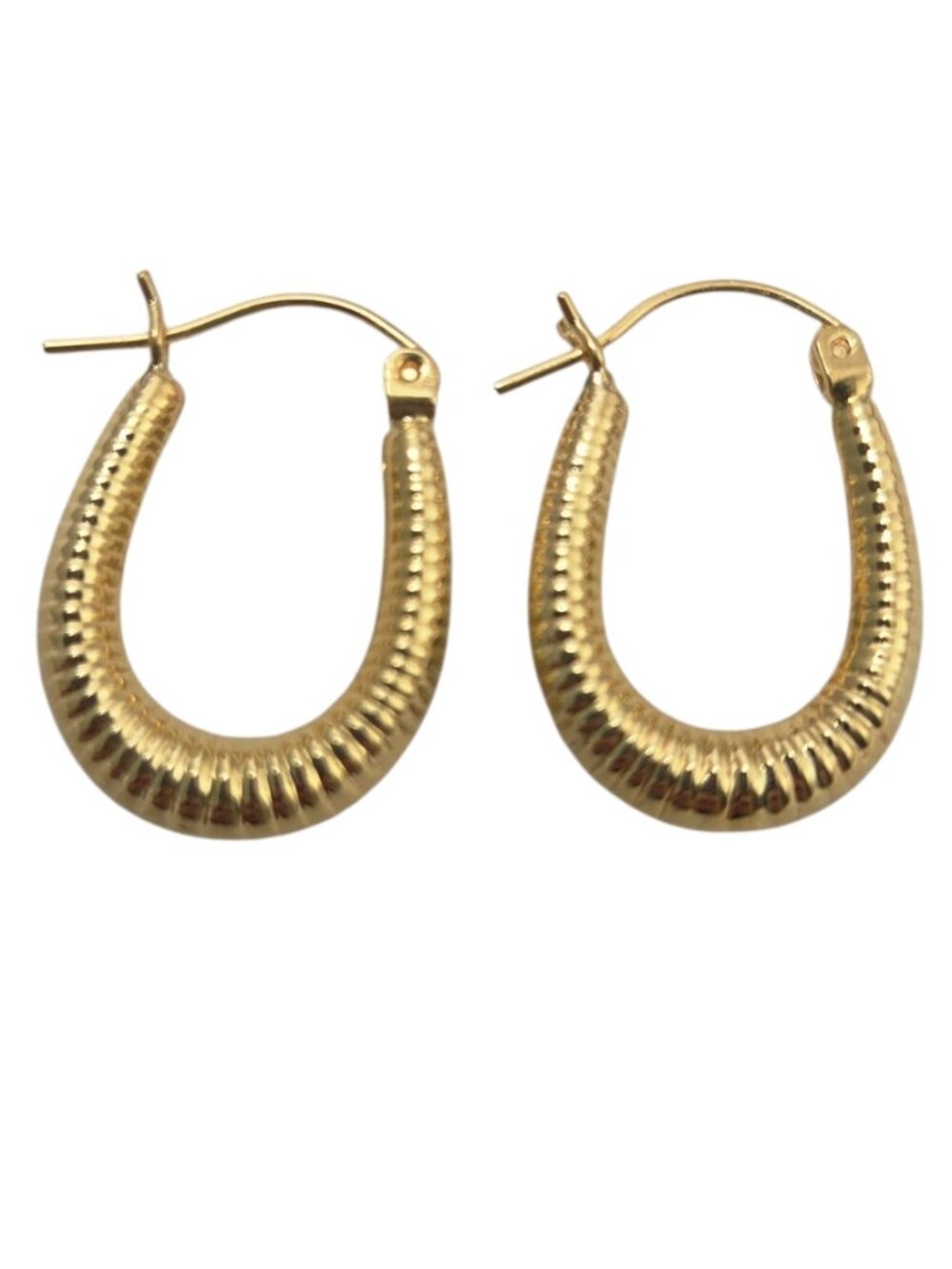 14K Yellow Gold Textured U Hoop Earrings #25103